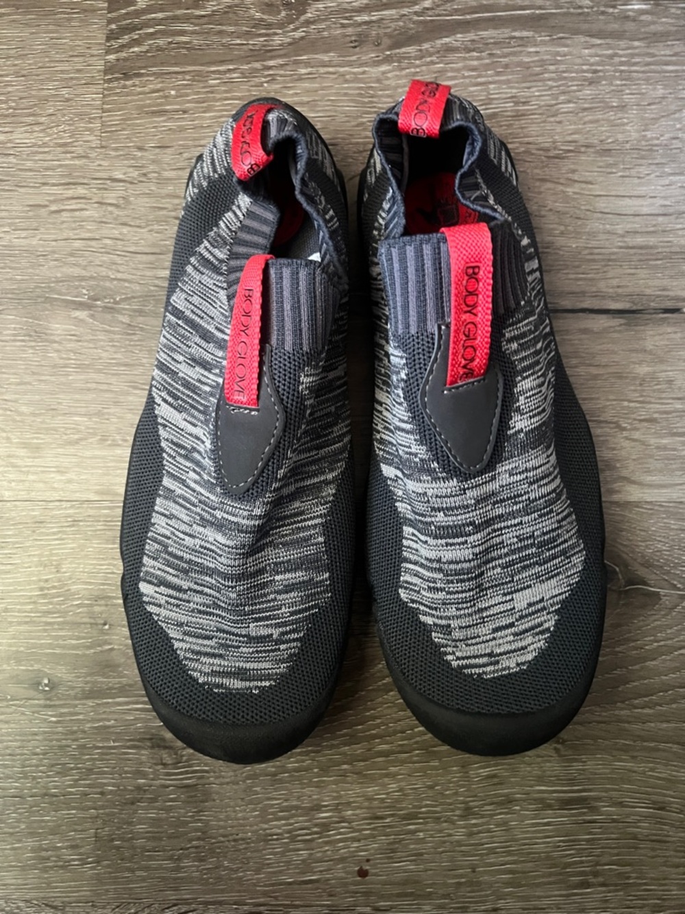 Body Glove Men's Slip-On Knit Water Shoes — Gray with Red Accents